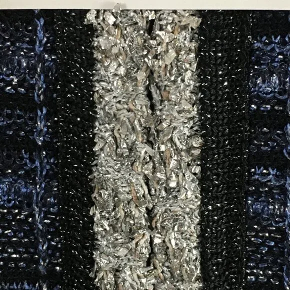 BEAUTIFUL st john knit Blue silver shimmer jacket skirt suit size 8 10 - Picture 7 of 10